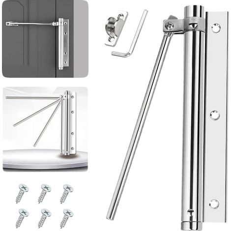 BEBUSINGOTO Cierrapuertas automático, cierrapuertas ajustable, 1 pieza, resortes de cierre, cierrapuertas de aleación de aluminio, cierre automático con resorte, cierrapuertas de acero inoxidable, col (1/5)