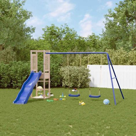 Aire de jeux extérieure : Aire de jeux d'extérieur bois de pin imprégné jeu extérieur enfant, aire de jeu jardin, balançoire enfant , pour jardin, usage domestique , enfant 3-8 ans (1/5)