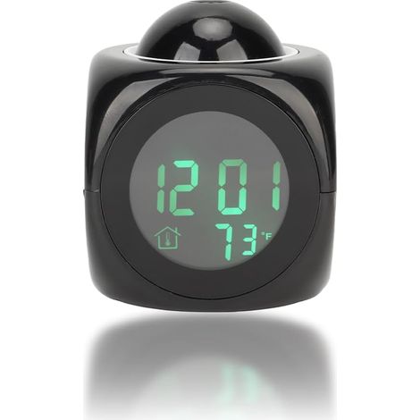 Réveil projecteur de plafond pour chambre à coucher – Réveil numérique avec projecteur réglable, affichage LED, thermomètre intérieur, annonce de l'heure, fonction snooze et minuterie de sommeil. Fonc (1/5)