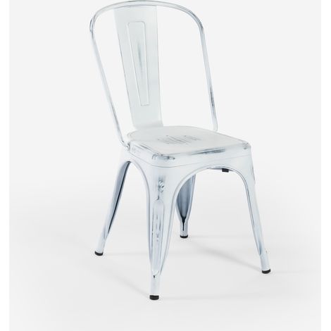 sedie design industriale metallo vintage shabby chic stile steel old - Bianco Shabby