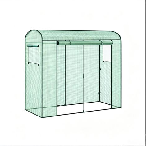 CHICFURN Serra da giardino 200x68x170 cm in acciaio verde, per erbe e ortaggi, montaggio semplice (1/5)