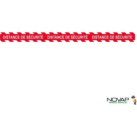 Bande Distance de sécurité - Rouge/Blanc - spécial sol - 1000x70 mm - 4007748