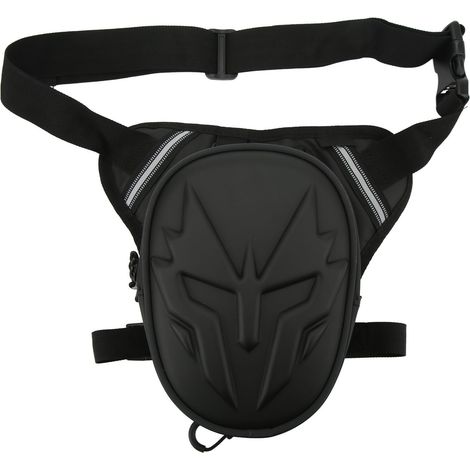 Sacoche de cuisse multifonctionnelle en PVC mat noir pour moto, idéale pour les activités de plein air. (1/5)