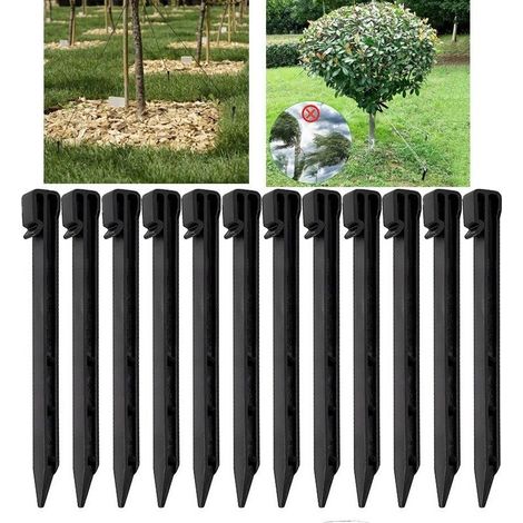 25 Pièces Piquets de Sol en Plastique, 25CM Piquets de Bordure de Paysage Robustes Piquets de Tente Pointes d'ancrage pour Tentes Planche Terrasse Bordure Pelouse Jardin Extérieur (Noir) (1/5)