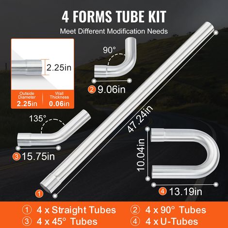 Kit de Tuyau d'Échappement Universel 16PCs Ensemble d'Échappement (1/5)