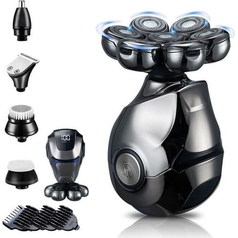 SABIR-Rasoir électrique rechargeable 7 en 1 pour homme (argenté) avec écran LCD - BSTRE (1/4)