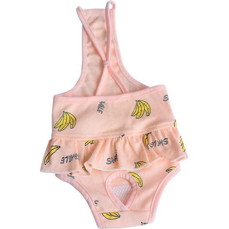 Couche hygiénique pour chienne avec bretelles ajustables, sous-vêtements imprimés réutilisables, culottes et shorts physiologiques pour chiennes - Rose L (1/3)