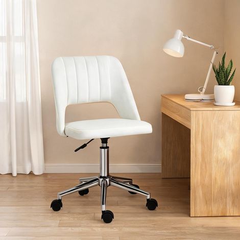 Chaise de bureau beige en polyester 49 x 60 x 91 cm (1/5)