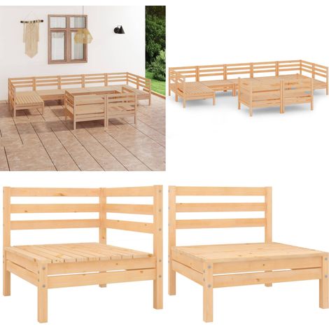 10-tlg. Garten-Lounge-Set Massivholz Kiefer - Gartenmöbel Set - Gartenmöbel Sets - Home & Living (1/5)