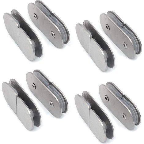 AIDUCHO Juego de 8 abrazaderas de vidrio de acero inoxidable (grado 304) de 180 grados, soporte para estantes de vidrio, aptas para paneles de vidrio de 8 a 12 mm de espesor, acabado cepillado. (1/5)