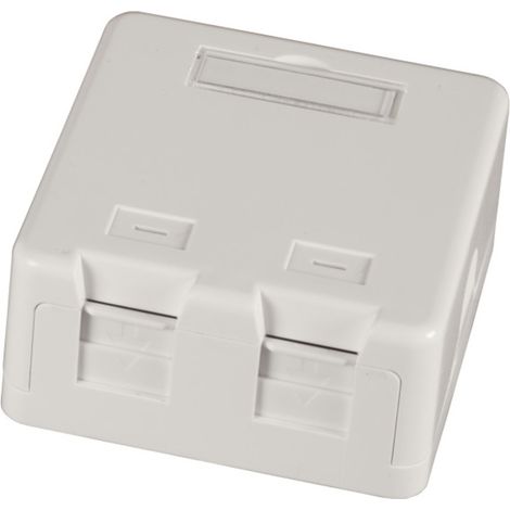 Bote de distribution Keystone, montage en surface, 2 ports, vide, blanc pur