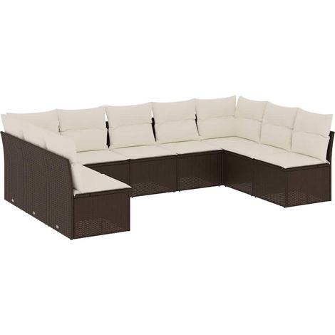 Maison Exclusive - Set Divani da Giardino 9pz con Cuscini Marrone in Polyrattan
