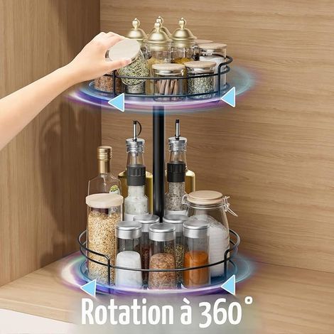 Spice Rack Tier Spice Rack Rotating Organizer Metal Condiment Holder Rotating Turntable Shelf Kitchen Storage Counter (1/4)