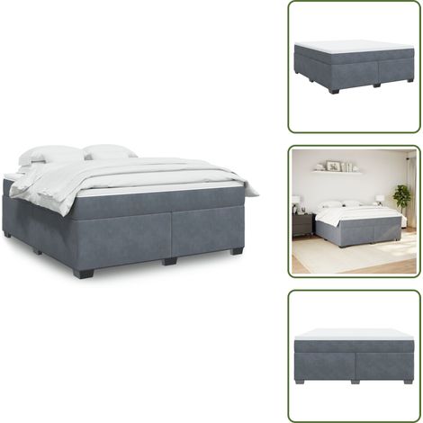 Boxspringbett mit Matratze Dunkelgrau 180x200 cm Samt - Samtbett - Boxspringbett - Doppelbett - Bettauflage - Matratze (1/5)