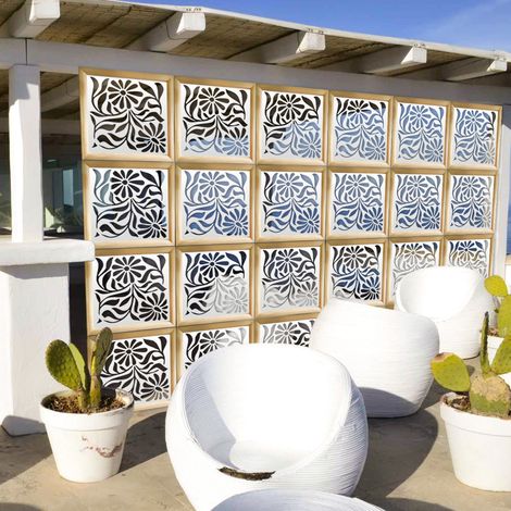PLANTS - Modules décoratifs en bois et PVC - Dimension : 48x48 cm - Couleur : blanc