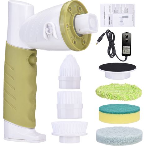 Cepillo de limpieza eléctrico giratorio inalámbrico para cocina y baño, con 6 accesorios. Potente cepillo para bañeras, fregaderos, azulejos, encimeras y vajilla. Resistente al agua (IPX6). Enchufe ve (1/5)