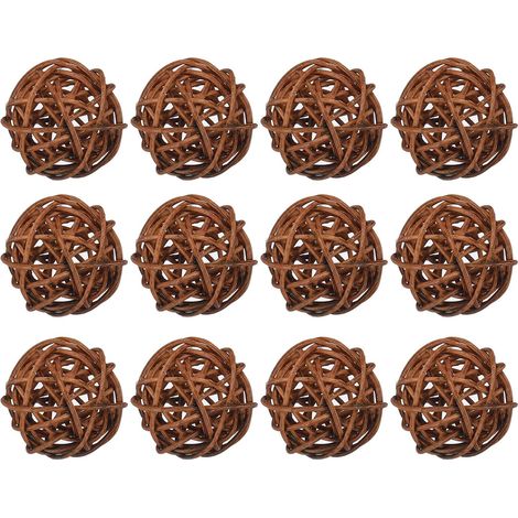 20 x Rattan Wicker Balls Decorative Balls 1.2 Inches for Vase Fillers, Wedding, Garden, Corridor Party, Brown (1/5)
