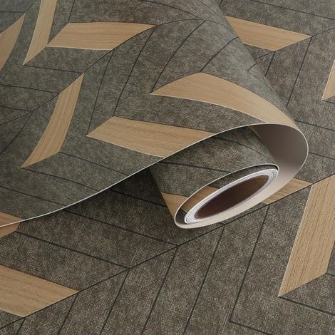 Papier Peint en Bois à Motif Chevrons 40cmx200cm Film Adhesif pour Meuble Papier Peint Adhesif Mural Salon Chambre Autocollant Meuble Armoire Stickers Porte Placard Table (1/5)