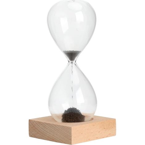 Sablier Magnétique avec Socle en Bois, Décoration Zen pour Bureau, (1/5)