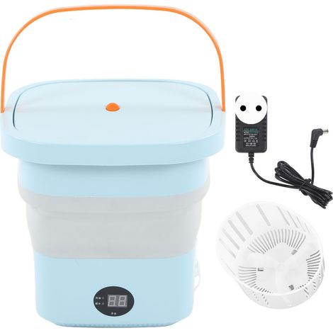 Machine à laver portable,Mini lave-seau portable 6 L, machine à laver automatique pliable avec écran LCD pour appartement de voyage Drom RV 100 à 240 V, prise UE bleue