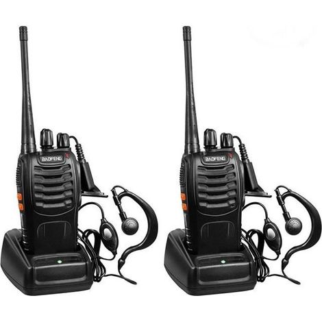 2 Pcs Baofeng BF-888S Talkie-walkie Rechargeable UHF 16 Canaux 400-470MHz 2 Way Radio Portée 3-5 km (Casque ajouté) (1/4)