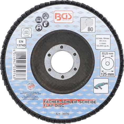 Disque Ø 125 mm 22mm a lamelle bgs grain de 80 (1/3)
