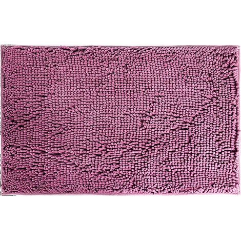 Tapis shaggy pour chambre, tapis moelleux et duveteux en fausse fourrure pour la décoration hivernale et de Noël, tapis de bain rectangulaire antidérapant, lavable et absorbant - Violet foncé 60 x 90
