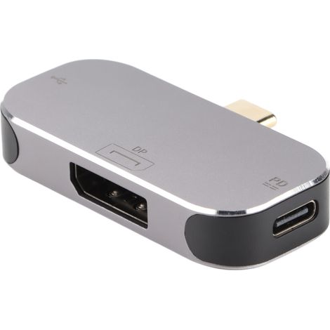 Multifunktionaler 3-in-1 USB-C-Hub, USB-C-Stecker auf USB-A-Buchse (DisplayPort), Dockingstation für Windows, Android und OS X (1/5)