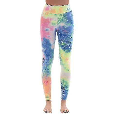Bedruckte Push-up-Leggings für Sport, Bodybuilding und Yoga, hochgeschnitten, neonblau – XL (1/4)