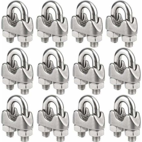Juego de 12 abrazaderas de acero inoxidable para cables de 4 mm de diámetro (M4) -Crezuo