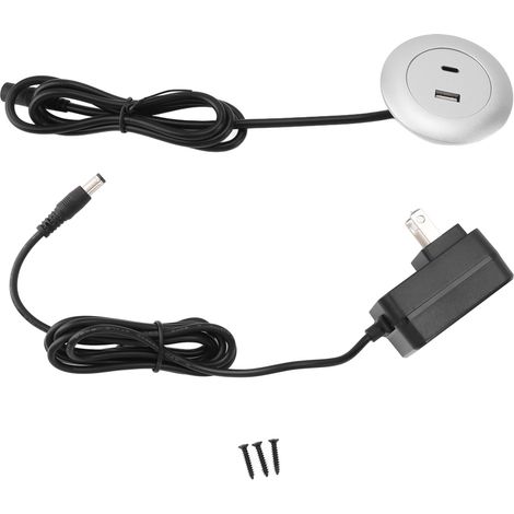 Presa a muro USB A e C integrata per mobili, caricabatterie compatto in ABS ignifugo con adattatore, finitura argento, facile installazione (1/5)