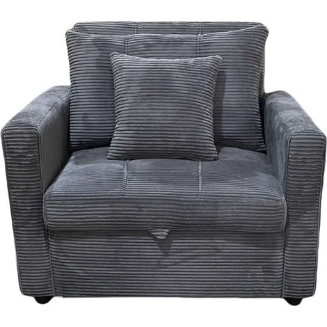 Sillón cama 1 plaza Divan en tela gris. 99cm(ancho) x 99cm(fondo) x 88cm(alto) (1/4)