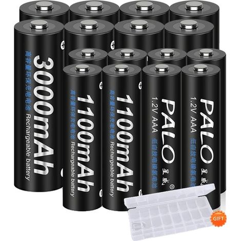 Batteries Rechargeables, Capacité de 3000mAh, Charge Rapide, 8AA 8AAA (1/2)