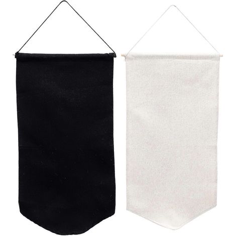 Lot de 2 fanions décoratifs pour collection de badges, à monter soi-même (noir, beige)-53.5X30CM-Black