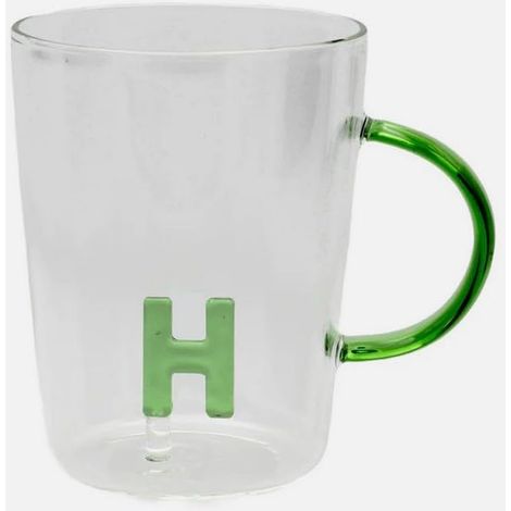 Tasse lettre H en verre borosilicate, capacité 400 cc, collection
