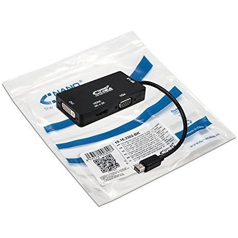 Adaptador Nanocable 10.16.3302-BK/ Mini Displayport Macho - VGA Hembra/ HDMI Hembra/ DVI Hembra (1/3)