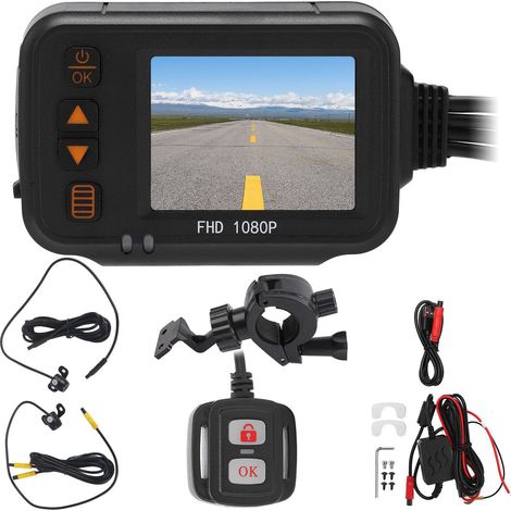 Enregistreur de conduite moto double caméra étanche - Écran 2 pouces, 1080P et 720P (1/5)