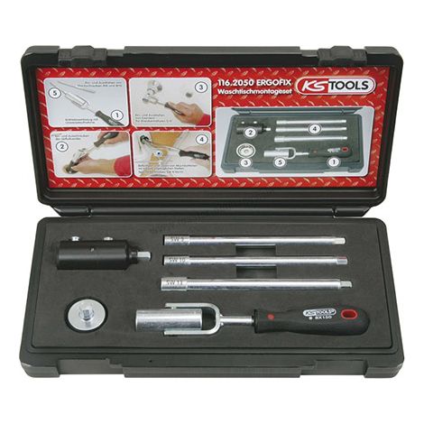 Kstools – Coffret cliquet et douilles 6 pièces – Douilles extra longues Ø 9/10/13 mm – Poignée articulée pour vis et goujons difficiles d’accès