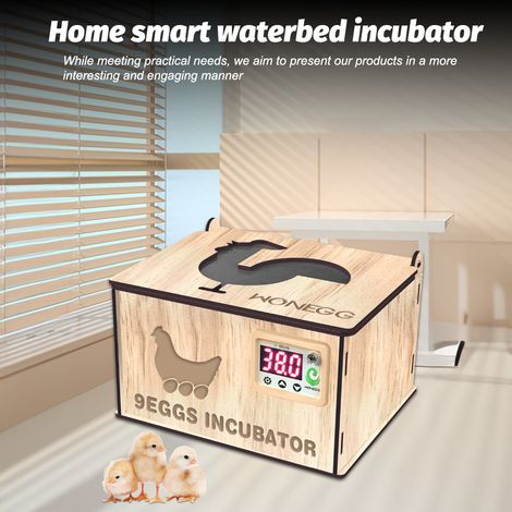 Incubadora de madera casera, con capacidad para 9 huevos, control de temperatura, para gallinas, patos, gansos, codornices, para proyectos educativos en casa, en la granja o en la escuela. (1/5)