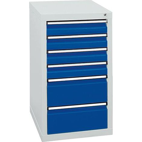 Schubladenschrank H900xB500xT500mm lichtgrau/enzianblau 6 Schubladen STUMPF (1/5)