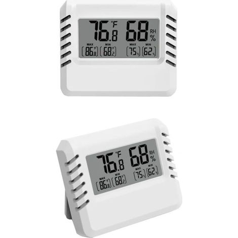 Thermomètre hygromètre numérique, 2 mini thermomètres d'intérieur, grand écran LCD, portable, enregistrement min/max, convient pour la maison, le terrarium, la chambre de bébé, l'incubateur, la cave à
