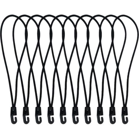 30 Stück Gummi-Bungee-Seil mit Haken, 25 cm, multifunktionales Bungee-Seil mit Haken, Schwarz für Planen, Zelte, Camping-Anhänger, Schwimmbad