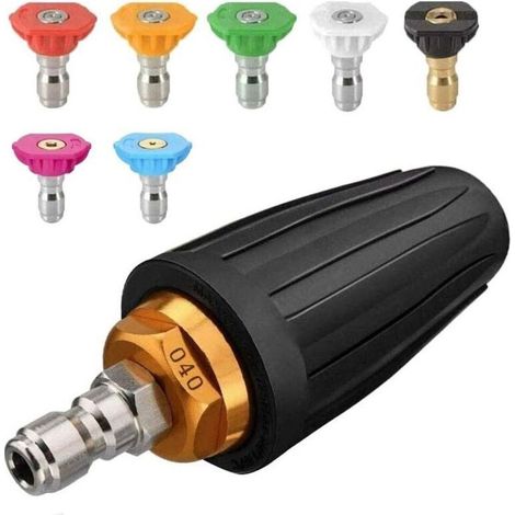 Buse turbo pour nettoyeur haute pression, buse rotative et 7 pointes, raccord rapide 1/4', 4000 Psi, Noir, (406689), kit jet pour nettoyeur haute pression, rotabuse haute pression (1/5)