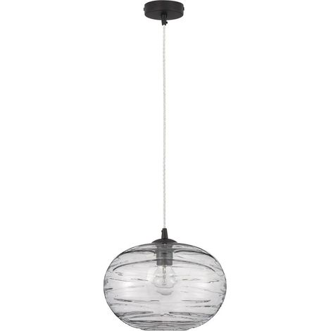 [GEBRAUCHT] B-Ware Nova Luce Pendelleuchte Hängeleuchte Evleen E27 Led Schwarz Dimmbar Glas ø 30 Cm