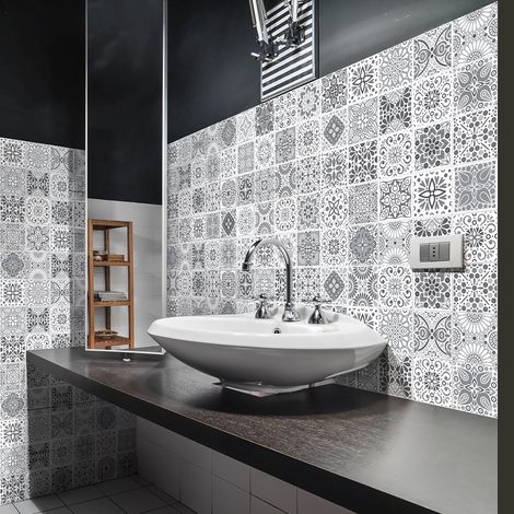 Sticker Mural Carrelage adhésif Cuisine Salle de Bain - 60 STICKERS CARRELAGES AZULEJOS YANINA - 60stickers20x20cm (1/5)