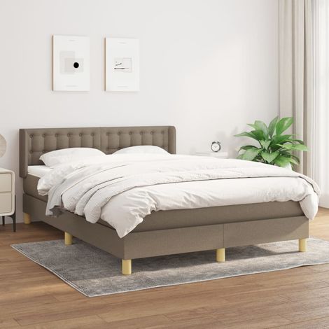 Lit Adulte - Lit à sommier tapissier avec matelas- Lit double - Meuble de Chambre à Coucher Taupe 140x190 cm Tissu CNIS3049101 (1/5)