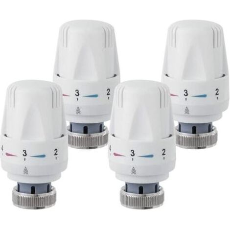 Set mit 4 Thermostatköpfen M 30 x 1,5 – Gewindeanschlüsse – Frostschutzfunktion – Integrierter Flüssigkeitssensor – Kompatibel mit Kompaktheizkörpern (1/5)