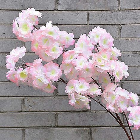 Cerisier artificiel rose Sakura, branche en soie, fleurs artificielles à faire soi-même, 120 cm, décoration murale florale pour mariage, maison et extérieurrose clair (1/5)