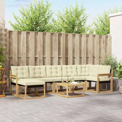 vidaXL Outdoor-Sofagarnitur mit Kissen 8 pcs Weiß und Creme (1/5)