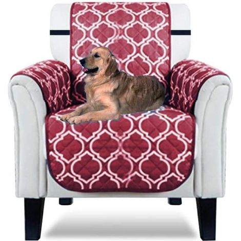 Housse de canapé, Housse Fauteuil Antidérapant Protège Canapé Protecteur de canapé pour Animaux de Compagnie-Fauteuil-Rose Rouge (1/4)